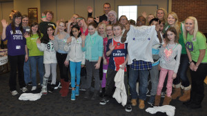 Fifth graders posed for a picture after they were shown a day in the life of a college student Elisenda XifraReverter/Winonan