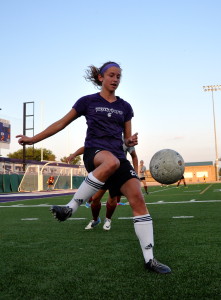 The Winona State women's soccer team practices in preparation their first game September 6. BARTHOLOME RONDET