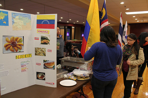 Students learn about traditional Venezuelan dishes at the International Food and Language Fair.
SARAH PICKAR