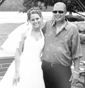 Development Assistant Tanya Berzinski and her father on her wedding day. Berzinski’s father’s need for a bone marrow transplant in 1997 was a major motivator in bringing a bone marrow registry drive to Winona State. (Contributed Photo)