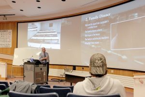 English and film studies professor Paul Johnson presents his CLASP talk, “Screening American Sniper on the 21st Century College Campus” on Wednesday, Oct. 28. (Photo Sarah Murray)