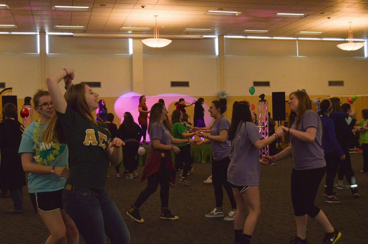 Students dance at the Hula For Our Heroes in East Hall that took place during the WarriorThon last February. Warriorthon, a dance marathon which first started in 2015, has taken place on campus to raise money for families with children who have childhood illnesses.