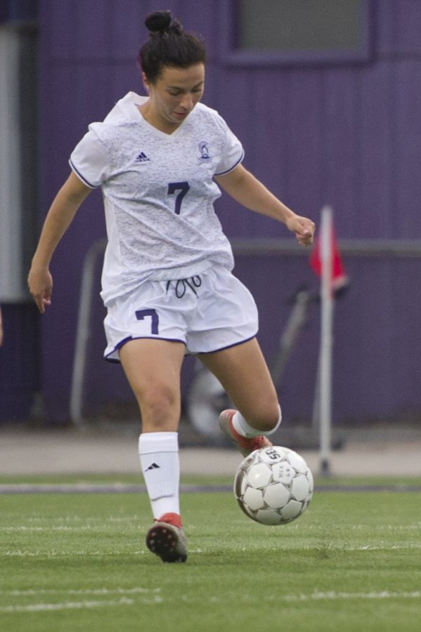 First-year Melissa Greco of Winona State dribbles the ball in the first half during a game against Upper Iowa earlier this season.