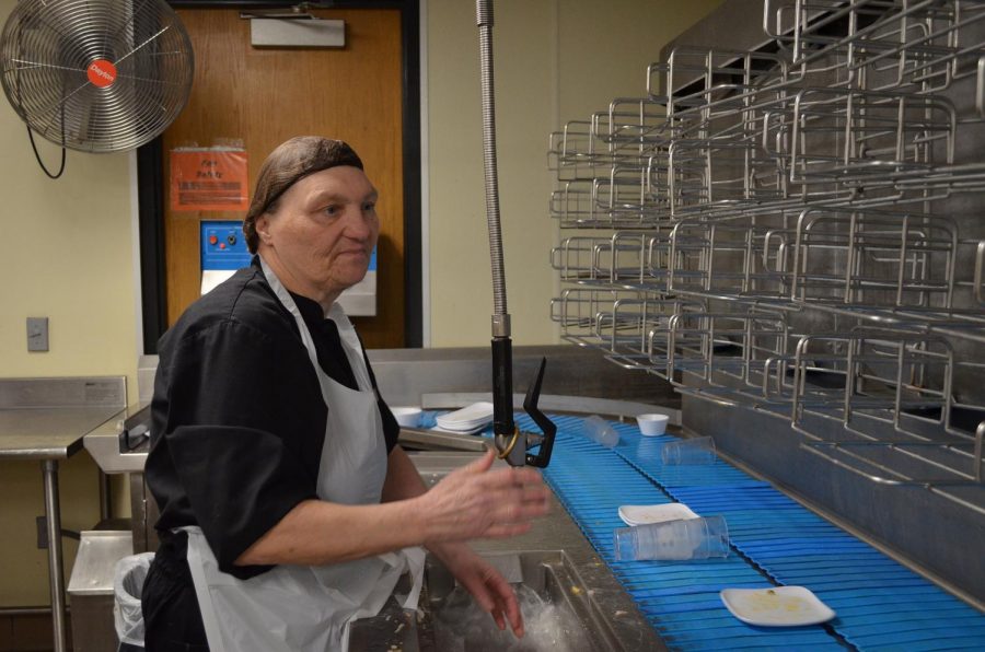 Susie Przybylski is a Chartwells employee who has worked as a dish washer in the Jack Kane cafeteria on Winona States main campus for the last 40 years. The thing she loves most about her job is the people and campus atmosphere. 