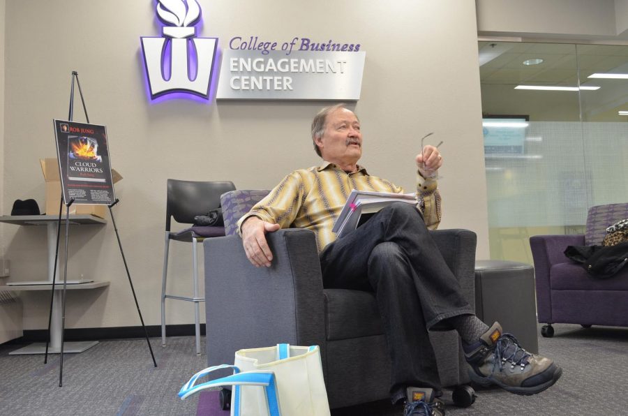 Winona State University alum and first-time author Robert Junghans visited Winona State on Saturday, Feb. 23 to promote the release of his first book. “Cloud Warriors” is a historical fiction set in two different time periods and asks the moral question is living longer worth the price? Junghans spoke in the Somsen Engagement Center to discuss his path to publication and inspirations as a writer.  