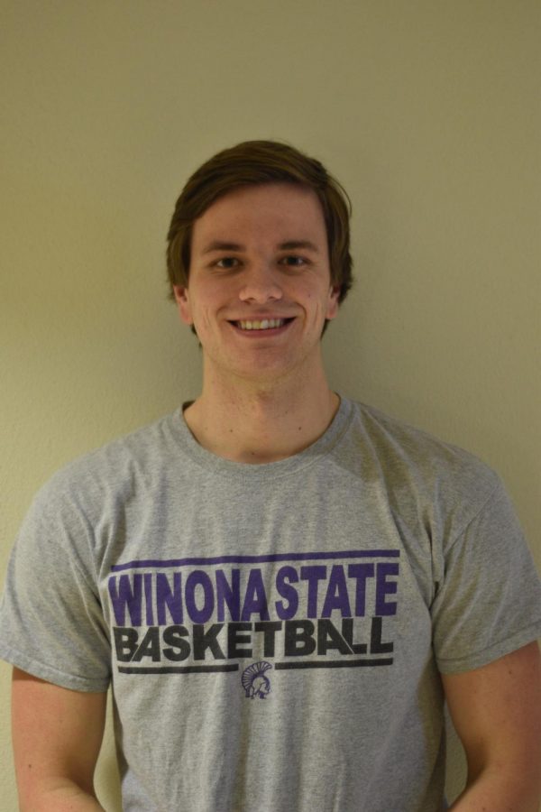 Junior Brandon Goebel is moving to up to the men’s basketball team after serving as the team’s team manger.