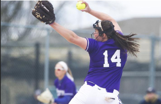 Winona State softball pitcher, Liz Pautz, during a game. Contributed from a member of the team.
