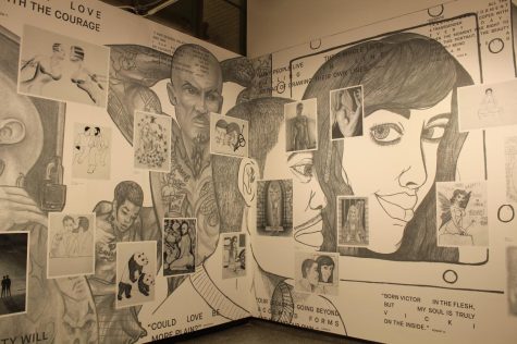 Many of the art pieces in “On the Inside” are self portraits. Because of the lack of life affirming and gender affirming items such as clothing and makeup in prisons, incarcerated LGBTQ+ individuals, especially trans women, used their pieces as an act of resistance against the state.
