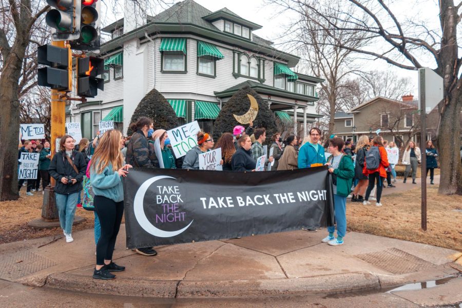 The event led the march to spread the hope and determination to reclaim and demand space as women and transgender survivors. Hale Appel, one of the organizers of the event, stated “Thats a really big part of [Take Back the Night] too, is that were taking up space for space that has been stolen from us.”