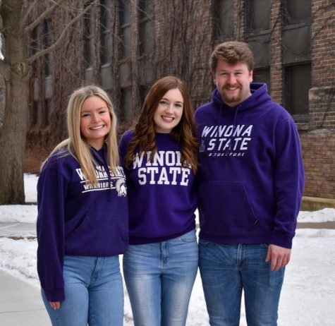 hoto from Malorie Olson, Anya Hytry and Dylan Rieken’s Student Senate campaign. Pictured left to right: Hytry, Olson and Rieken. The trio ran for Winona State’s Student Senate leadership positions and are poised to fill those roles this coming fall.