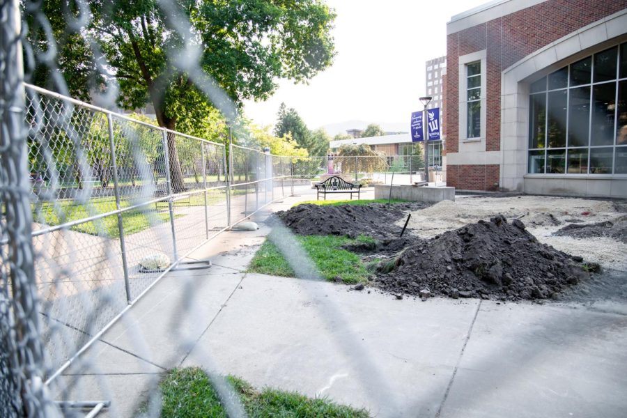 A new gathering area is being built outside of Kryzsko Commons. The new area will include stone benches, ten-foot fire table, and is planned to be ready for use by this years homecoming.