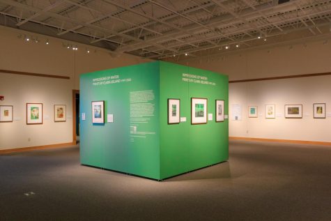 Clara Ueland’s exhibit, “Impressions of Water,” will be at the Minnesota Marine Art Museum until Sept 25, 2022. Her exhibit features 44 pieces of nature-inspired artwork made with the Intaglio process, which involves etching shapes onto copper slides, rolling them with ink and pressing them onto paper.