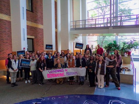 On Sept. 23, a group of community members and Winona State students gathered in the Science Laboratory Center atrium for a Rally about Roevember in response to Roe v. Wade being overturned this earlier this year. 
