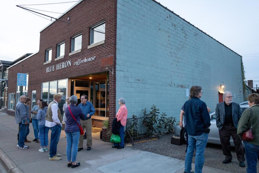 A crowd of people waited outside as the doors of the coffeehouse stayed locked. First Tuesday Laureate Writers Series was created by Emilio DeGrazia and Ken McCullough, two previous Winona poet laureates, and has been running for more than a decade. 