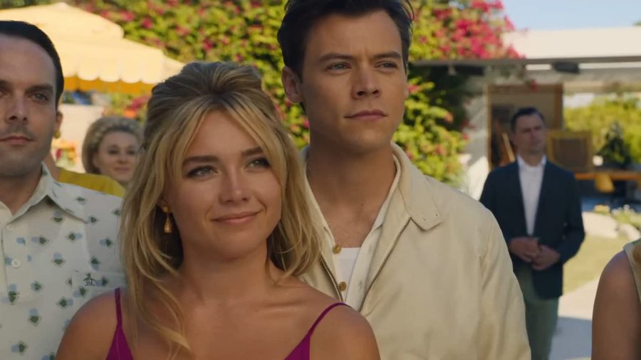 Dont Worry Darling was directed by Olivia Wilde and released on Sept. 23, 2022. The psychological thriller stars Florence Pugh (left) and Harry Styles (right).