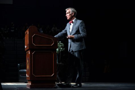 Winona State University hosted guest-speaker Bill Nye on Nov. 1. Nye blended comedy and science to explain topics like the effects of climate change and the vastness of space.