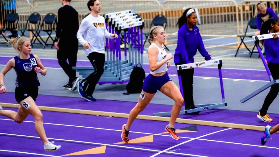 Regan+Feit+competing+in+the+Minnesota+State+University%2C+Mankato+track+meet.+Feit+set+a+meet+record+by+reaching+a+1%3A39.05+in+the+600-meter+race.+Competing+in+her+second+year+as+an+athlete+on+the+Winona+State+University+Track+and+Field+team%2C+she+is+looking+to+improve+her+game+and+become+even+more+of+a+leader.+