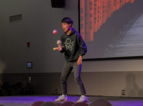 The Winona State University International Club and International Student & Scholar Services teamed up to host a celebration of culture. Pictured above is Yujiro Nakano, a kendama World Cup champion. Nakano is one of many international students who performed for the audience.