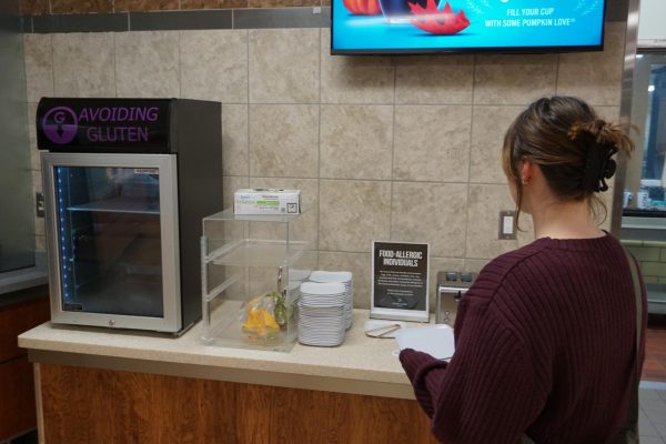 Lack of Gluten-Free food options in the Jack Kane Ding Hall on Winona State campus for those who need Gluten-Free options. Student searches for gluten-free bread in the dining hall, yet there is barely any bread left.  