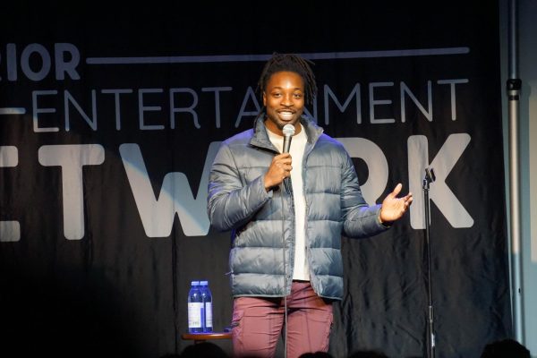 Preacher Lawson speaks funnies to a crowd at Winona State University on Thursday, January 25th, 2024.  