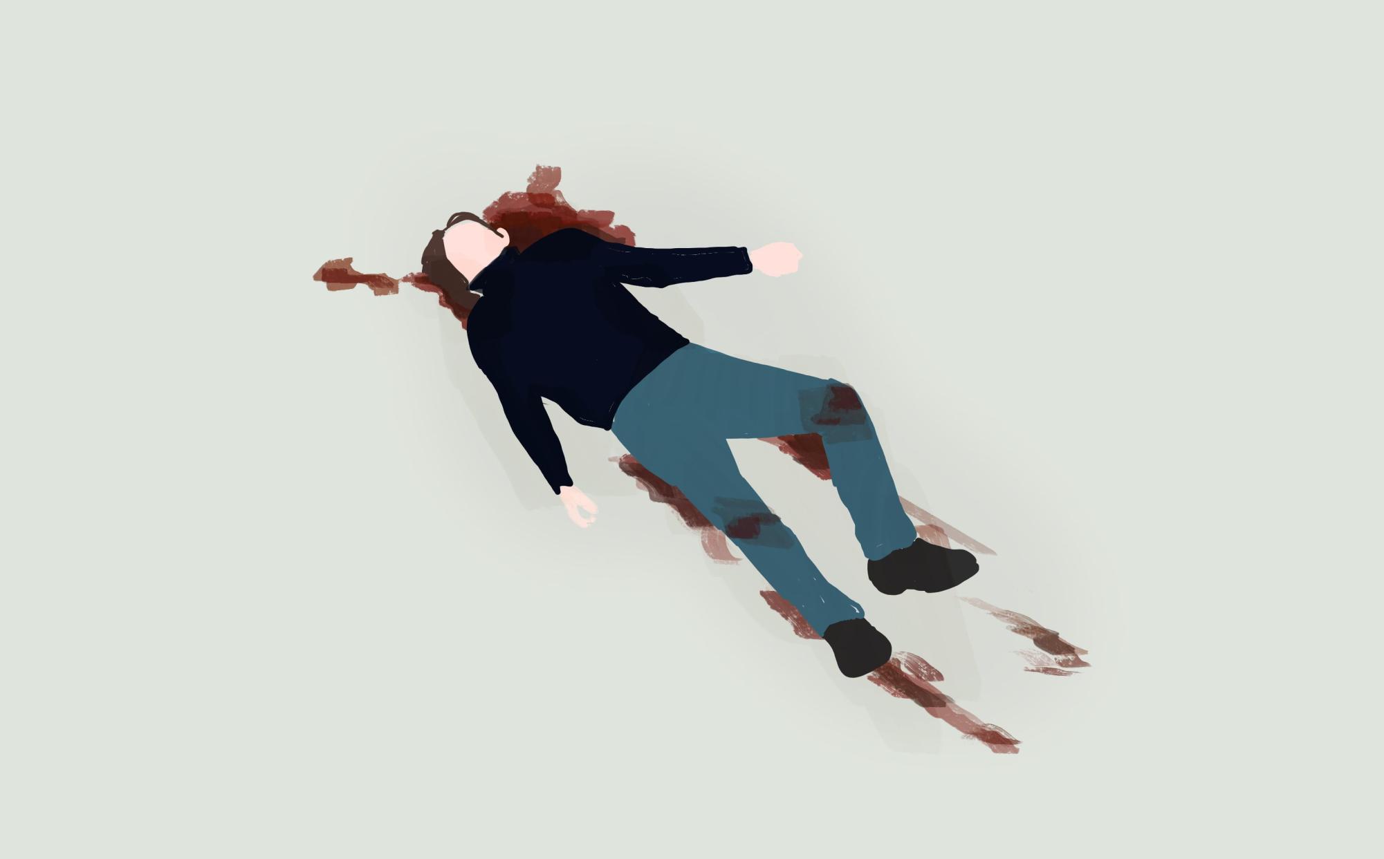 Dramatic pose reference of figure caught in a falling collapse - AdorkaStock
