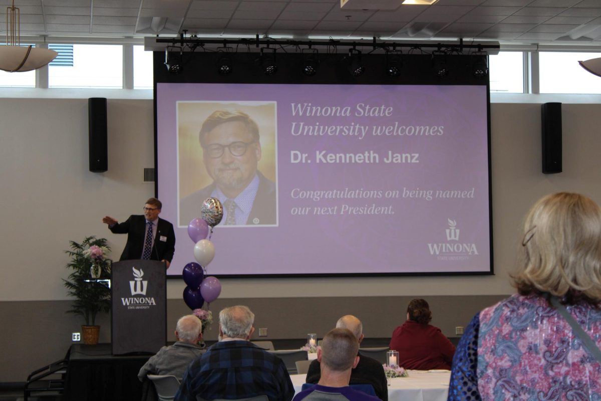 Winona+State+University+welcomes+Kenneth+Janz+as+President.+He+was+appointed+the+16th+president+for+the+school+on+March+20th%2C+2024.+An+event+took+place+to+welcome+Janz+for+the+Winona+and+Rochester+campuses.+