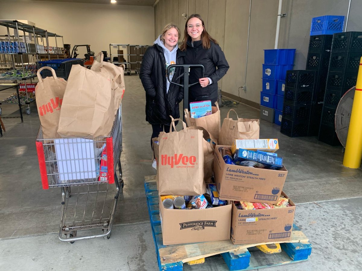 Rose+Cases+and+Haley+Mulberry+worked+to+collect+over+500+food+items+for+the+Winona+Volunteer+Services+food+shelf.