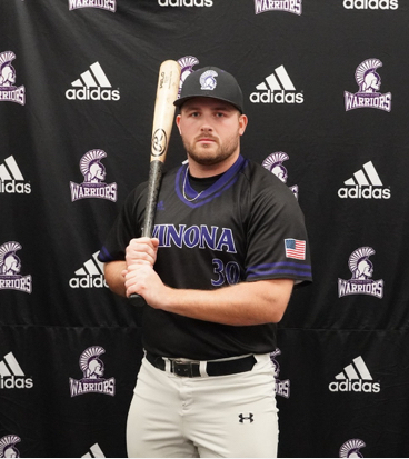 Cole Fuecker poses for a shot. The fifth-year business administration major plays as an infield on the Winona State University’s baseball team.