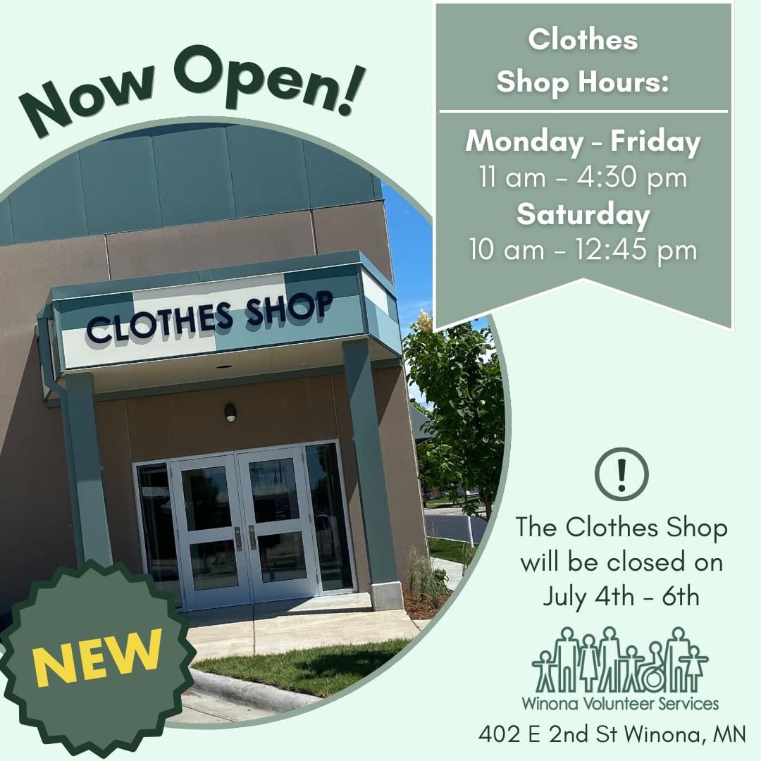 The clothes shop opened by Winona Volunteer Services is located at 402 E. 2nd St. Photo contributed by Winona Volunteer Services.