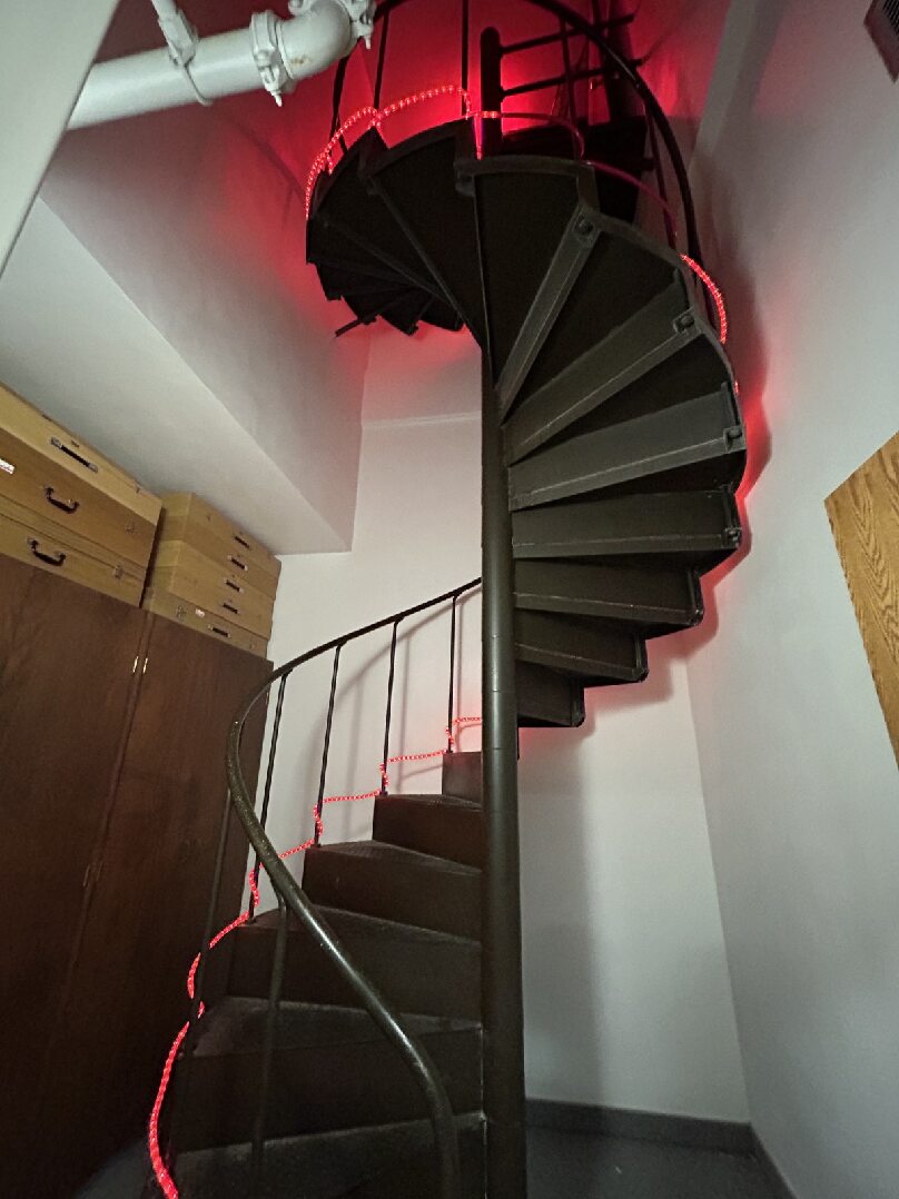 The winding stairs in Minne Hall, which lead up to the observatory where the wondrous sky and the stars within await.