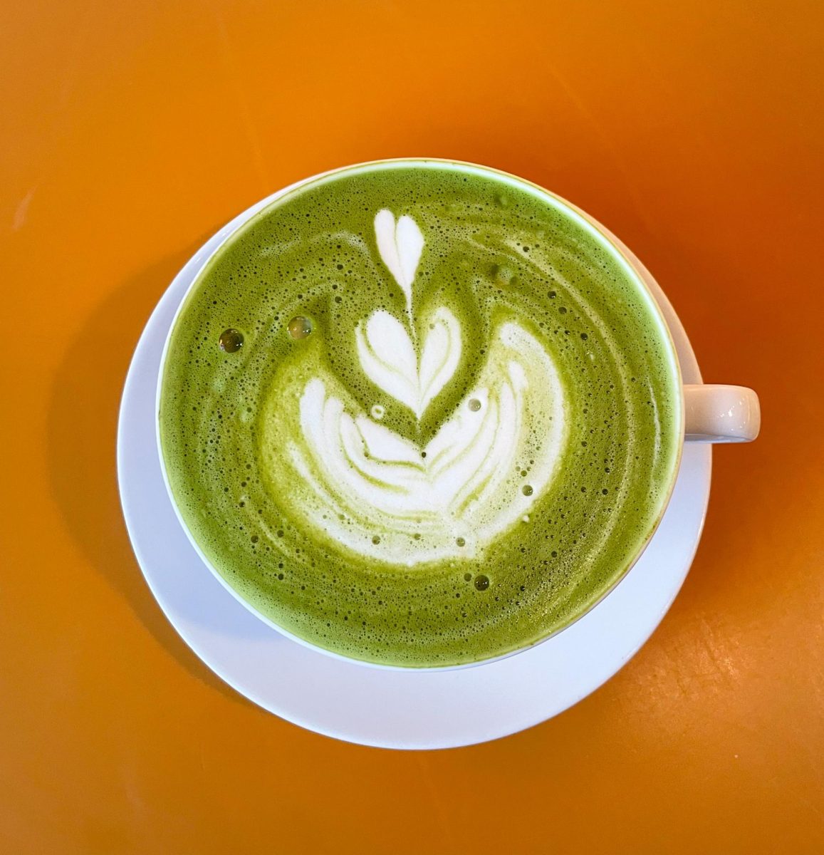 A delicious hot matcha from Blue Heron. 