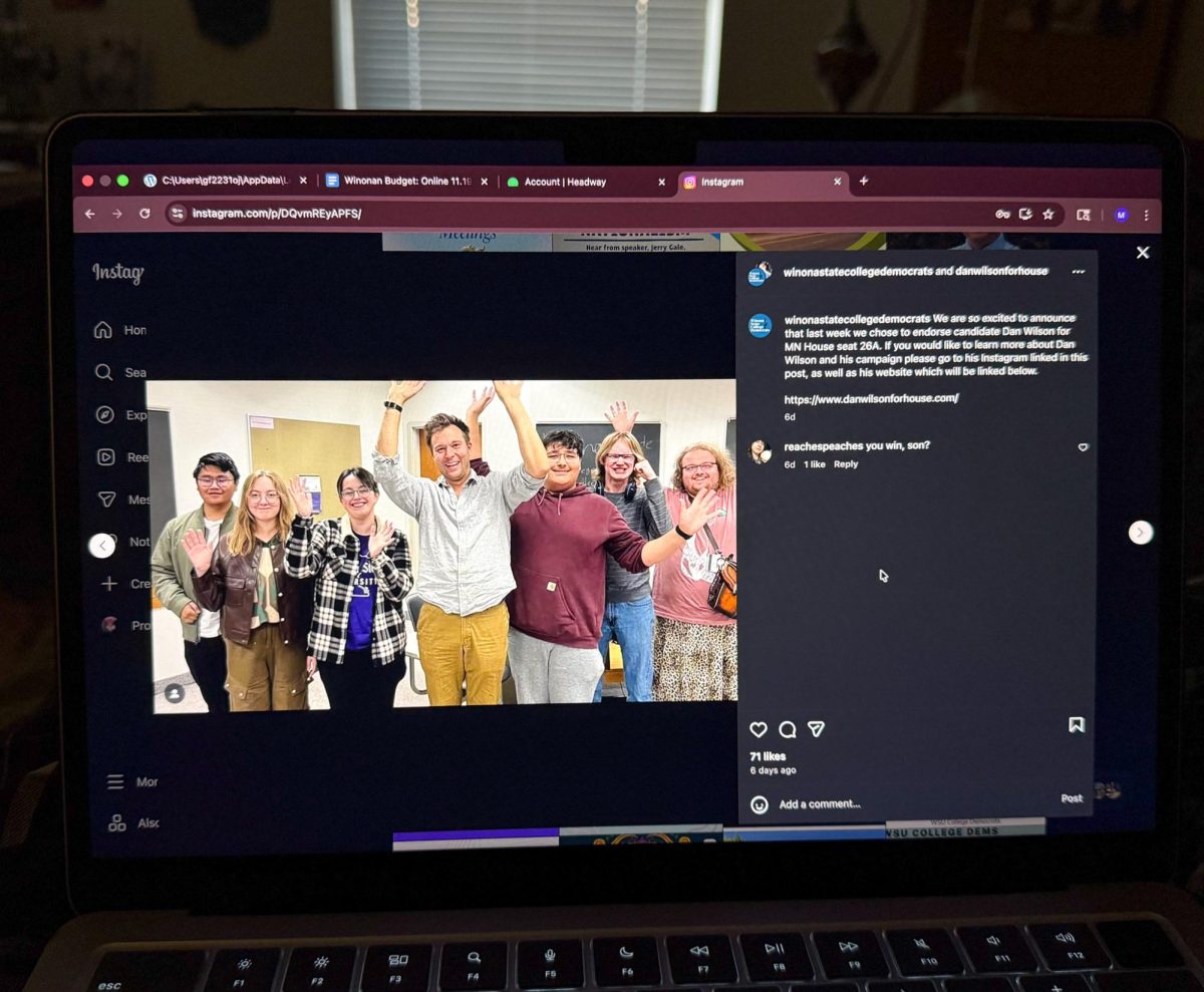 The college democrats social media post with one of the people that they have decided to endorse for the open Minnesota house seats, Dan Wilson. 