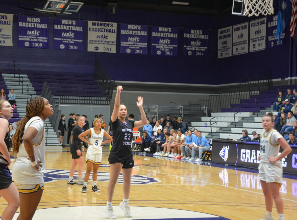 Winona State’s women’s basketball team won big against Augustana University with the final score being 82 – 49.