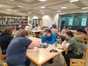 **Chess1: Students playing chess at the WSU chess club tournament. The event went for 5 rounds, Swiss style. The event took place at the Darrell W. Krueger Library. 